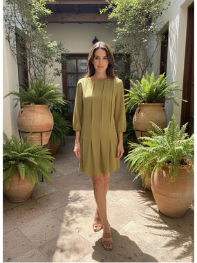 Fossil Olive Green Pleated Mini Dress S